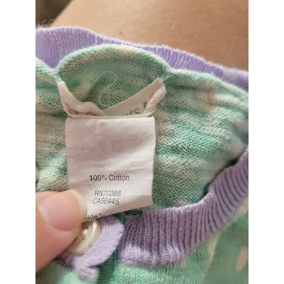 Crewcuts Girls Polka Dot Button Up Sweater Mint with Purple size 5 #8 - Picture 3 of 3